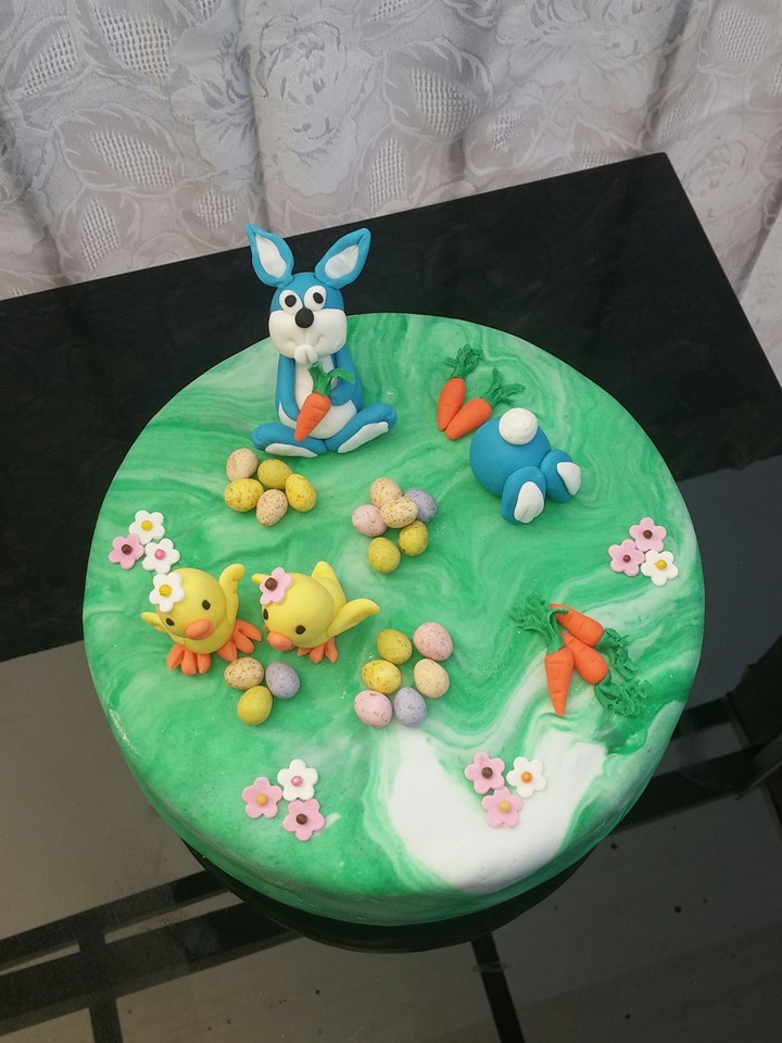 Easter Bunny and Chicks Cake by Heather Dateling