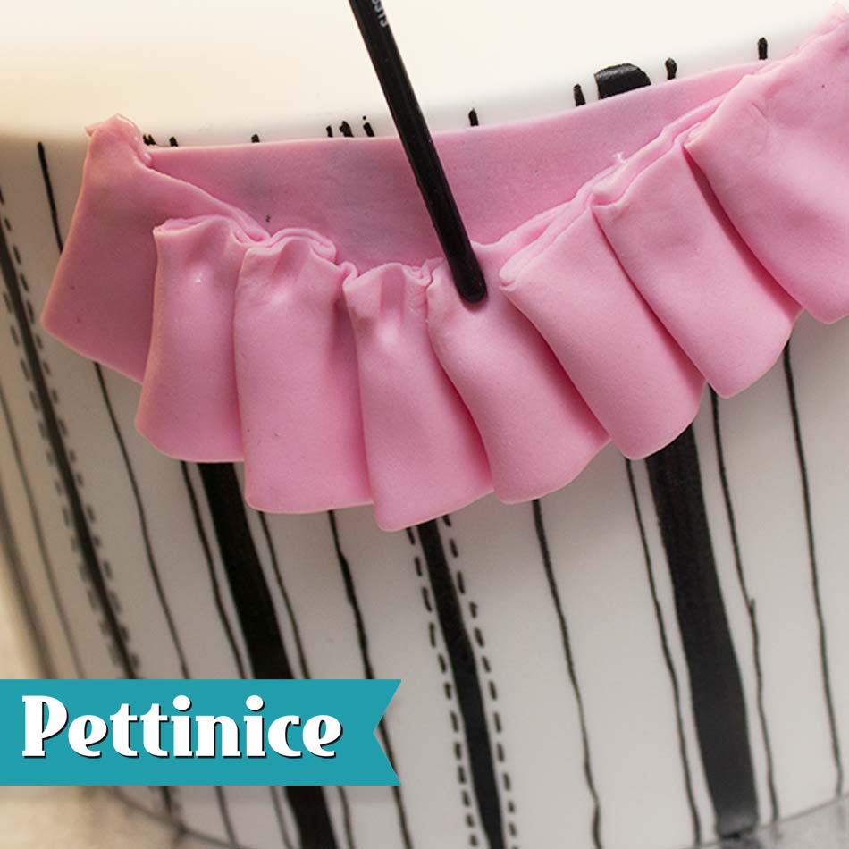 Using the other end of your brush, or a Dresden tool, press in the middle of each pleat.