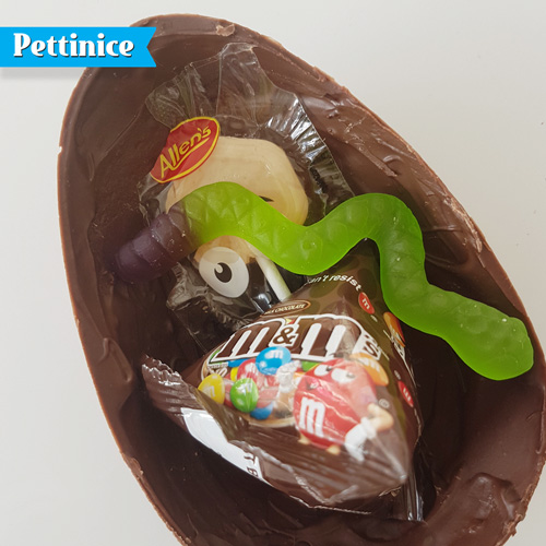 Fill egg with your favourite treats before sealing together.