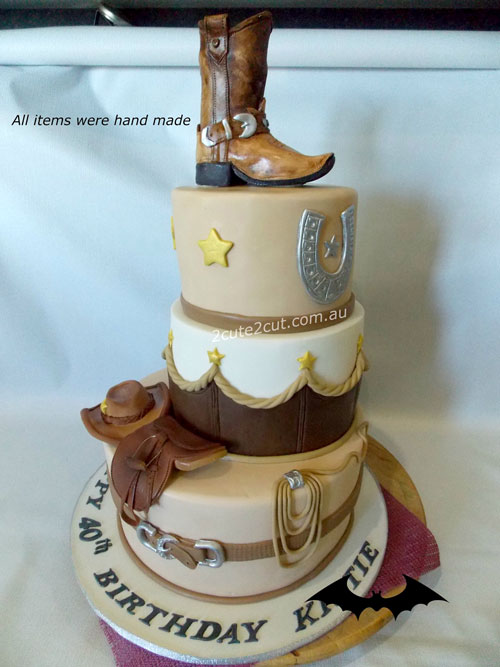 Cowboy hat and boots cake by Kerrry Lacey