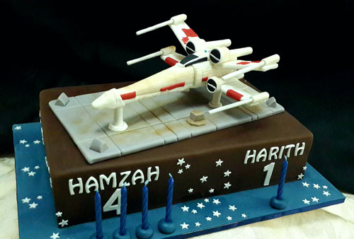 Star Wars X-Wing fighter jet cake by Najat Ahmad