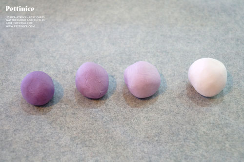 Create your ombre shades with your fondant.  For this design, you don't need a lot!