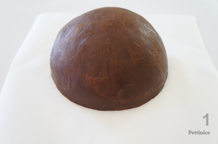 1. Bake and ganache a 6 inch half round cake