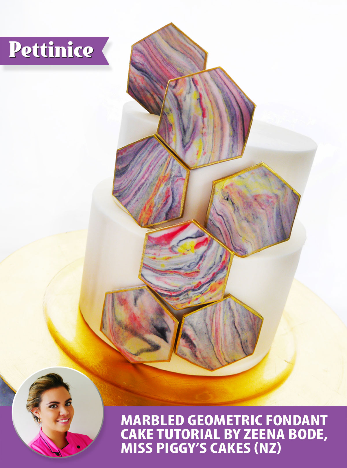 Geometric marbled fondant cake tutorial
