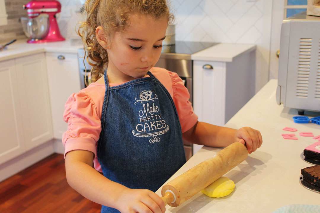 Roll your fondant.  It helps to dust the counter and top of your fondant with a bit of cornflour or icing sugar.