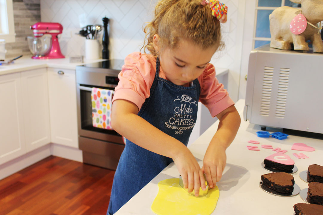 Use the same heart cutter to cut out a few hearts.  Repeat with the other colours and sets aside.