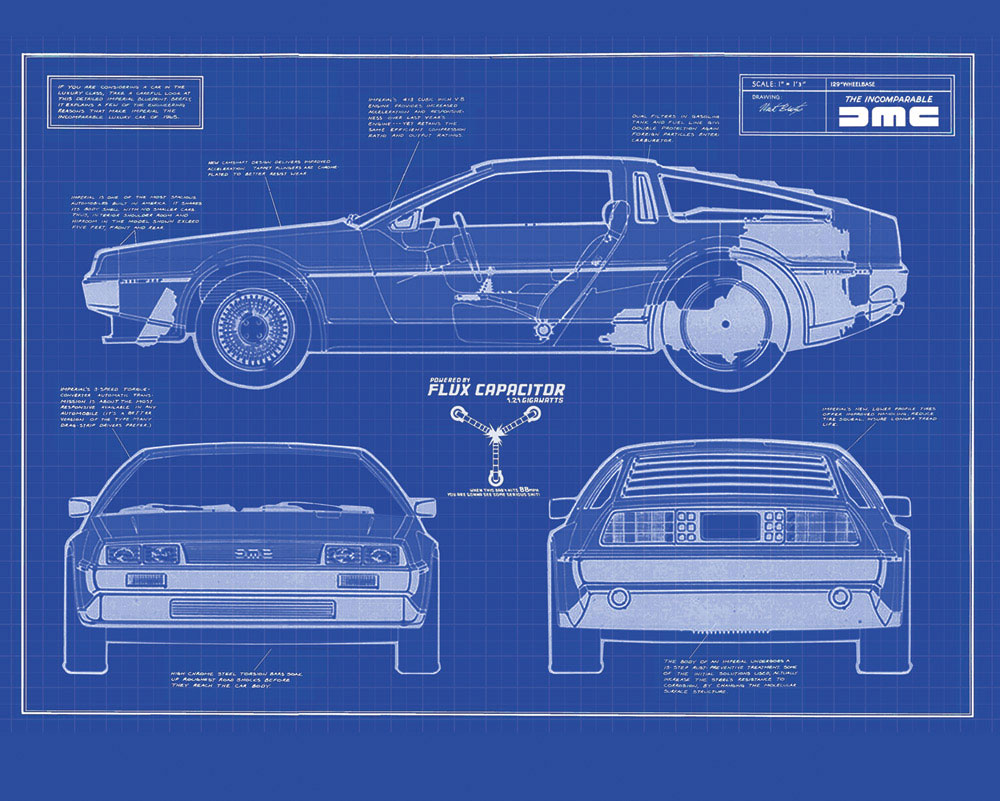 Back to the Future cake DeLorean DMC-12 blueprint